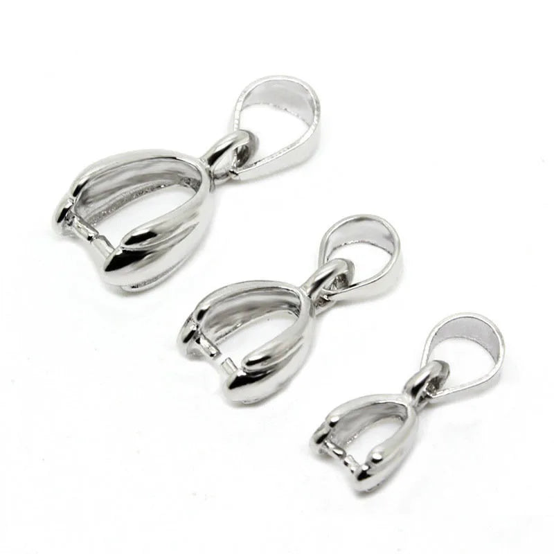 20pcs/lot Size S/M/L 925 Stering Silver Bail Connector Bale Pinch Clasp Pendant for DIY Necklace Pendant Necklace Jewelry Make