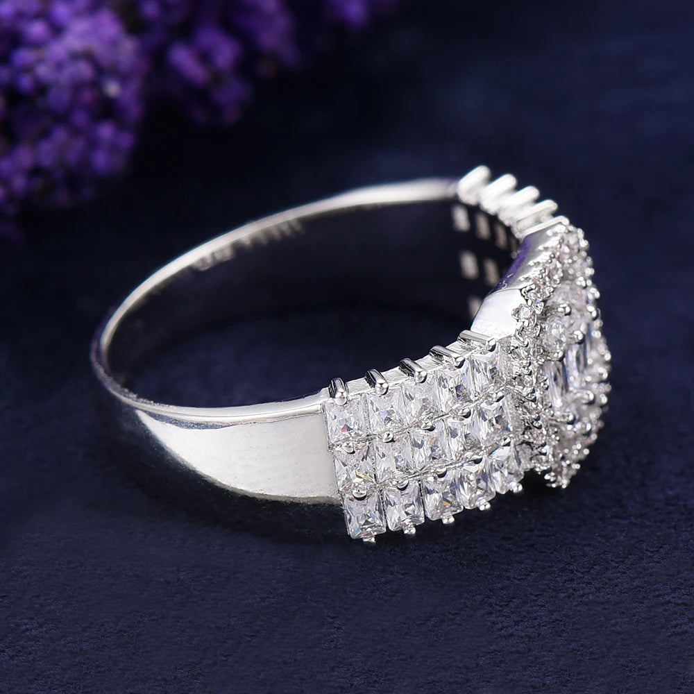 Luxury Statement Stackable Ring For Women Wedding Cubic Zircon Engagement Dubai Punk Bridal Two Finger Rings