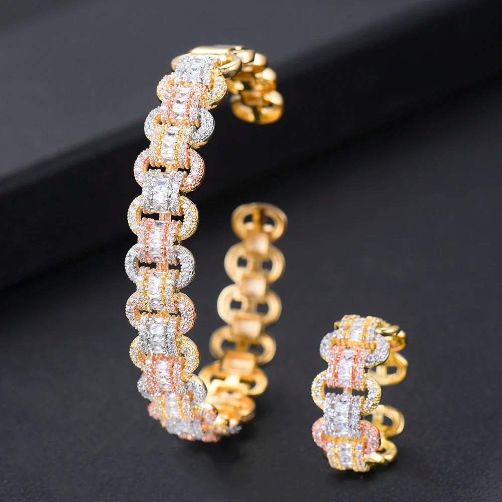 Trendy Luxury Stackable Bangle For Women Wedding Full AAA Cubic Zircon Crystal CZ Dubai Bridal Bracelet Party Jewelry 2020