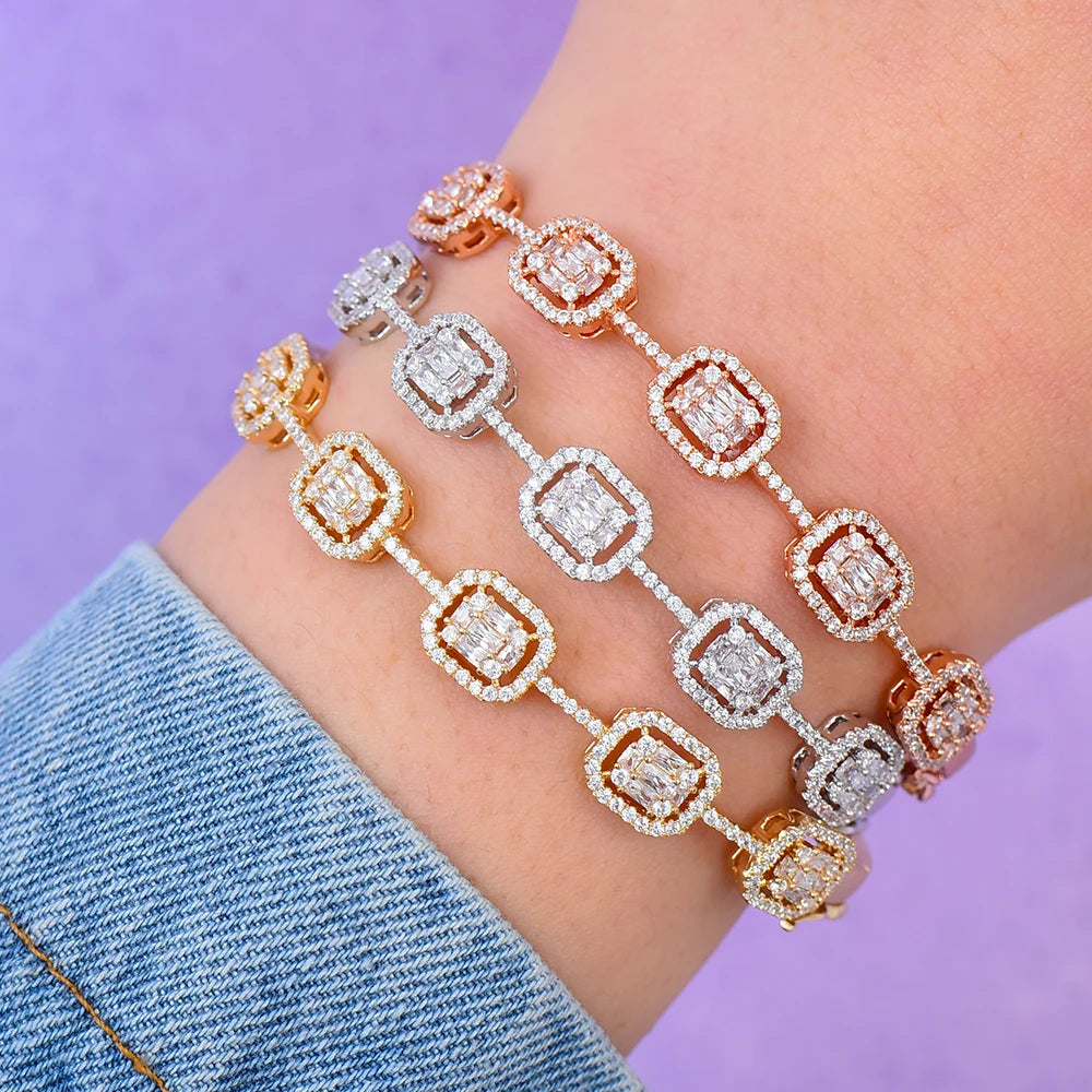 Trendy Luxury Stackable Bangle For Women Wedding Full AAA Cubic Zircon Crystal CZ Dubai White Bracelet Party Jewelry