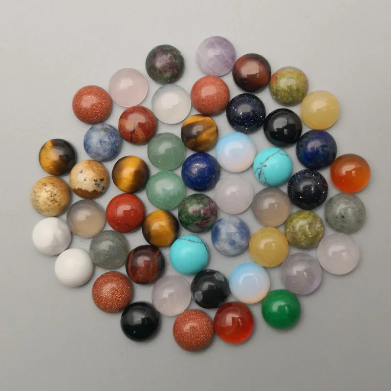 natural stone round cabochon beads for Jewelry making 6MM 8MM 10MM 12MM 50-200PCS mixed Ring Accessories wholesale no hole