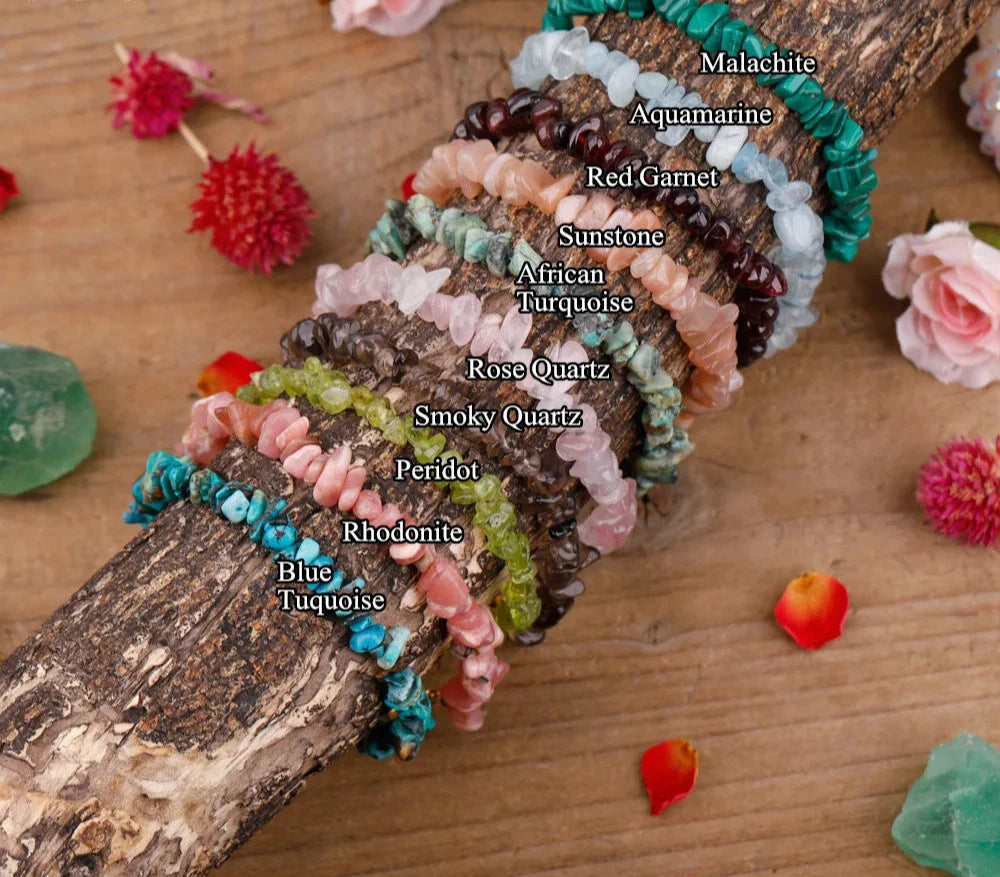 Mineral Stone Gold Chains Bracelet,Reiki Healing Crystal Bracelet,Irregular Chipped Amethysts Citrines Rose Beads Bracelet Women