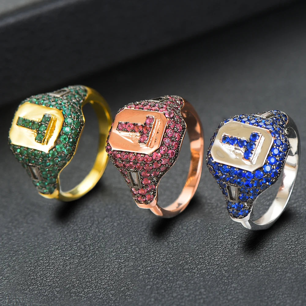 Luxury Initial Rings Geometry Cubic Zironium Engagement Dubai Naija Bridal Finger Rings Jewelry Addiction