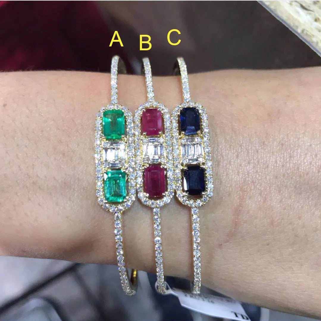 Trendy Luxury Stackable Bangle Cuff For Women Wedding Full Cubic Zircon Crystal CZ Dubai Bracelet Party Jewelry 2022