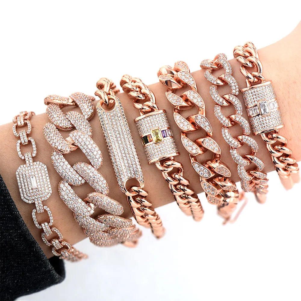 Luxury Chunky Link Bracelet For Women Wedding Full Cubic Zircon Crystal CZ Dubai Bracelet Party Jewelry 2020