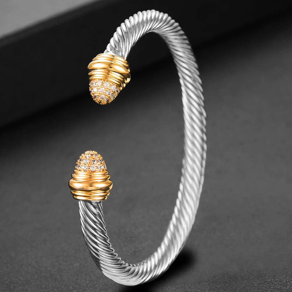 Trendy Luxury Stackable Bangle Cuff For Women Wedding Full Cubic Zircon Crystal CZ Dubai Bracelet Party Jewelry 2023