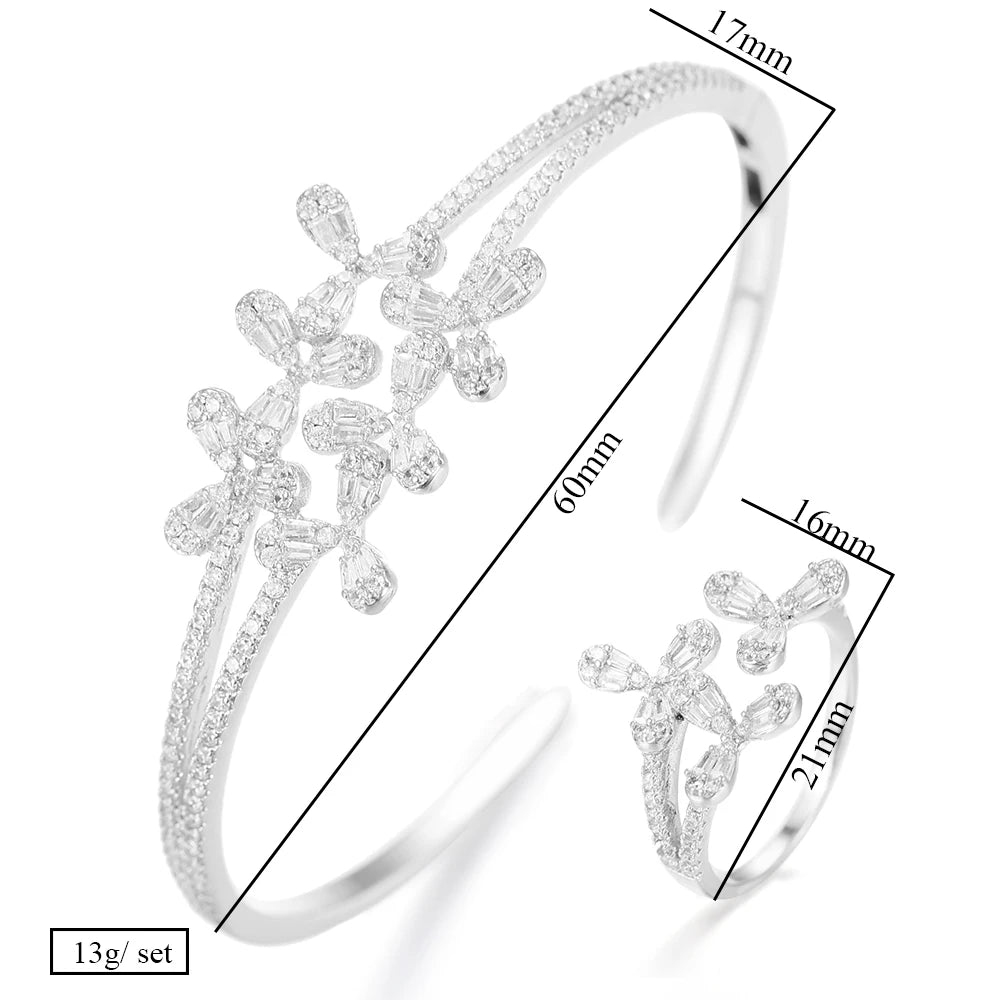 Luxury Stackable Cuff Bangles For Women Wedding Full AAA Cubic Zircon Crystal CZ Dubai Bridal Bracelets Party Jewelry 2022