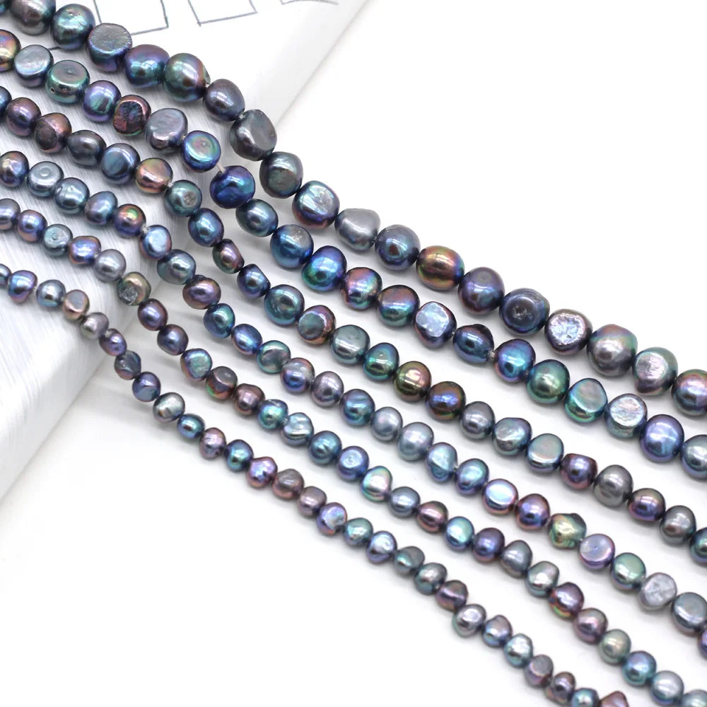 Natural Freshwater Pearl Horizontal Hole Black Pearls Loose Beads For DIY Necklace Bracelet Jewelry Making Findings 14'' Strand