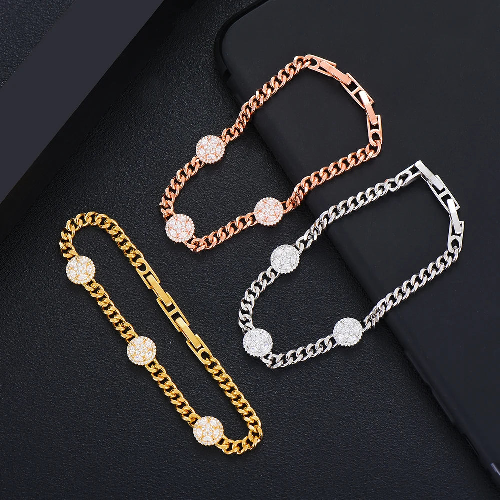 New HIPHOP Iced out Cuban Links STACK BRACELET Jewelry For Women Wedding Party Cubic Zircon aretes de mujer modernos 2021