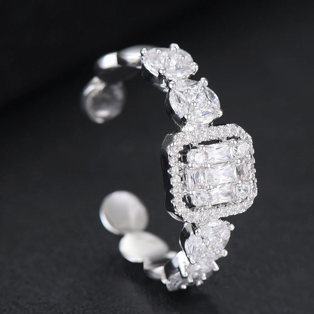 Luxury Stackable Cuff Bangles For Women Wedding Full AAA Cubic Zircon Crystal CZ Dubai Bridal Bracelets Party Jewelry 2022