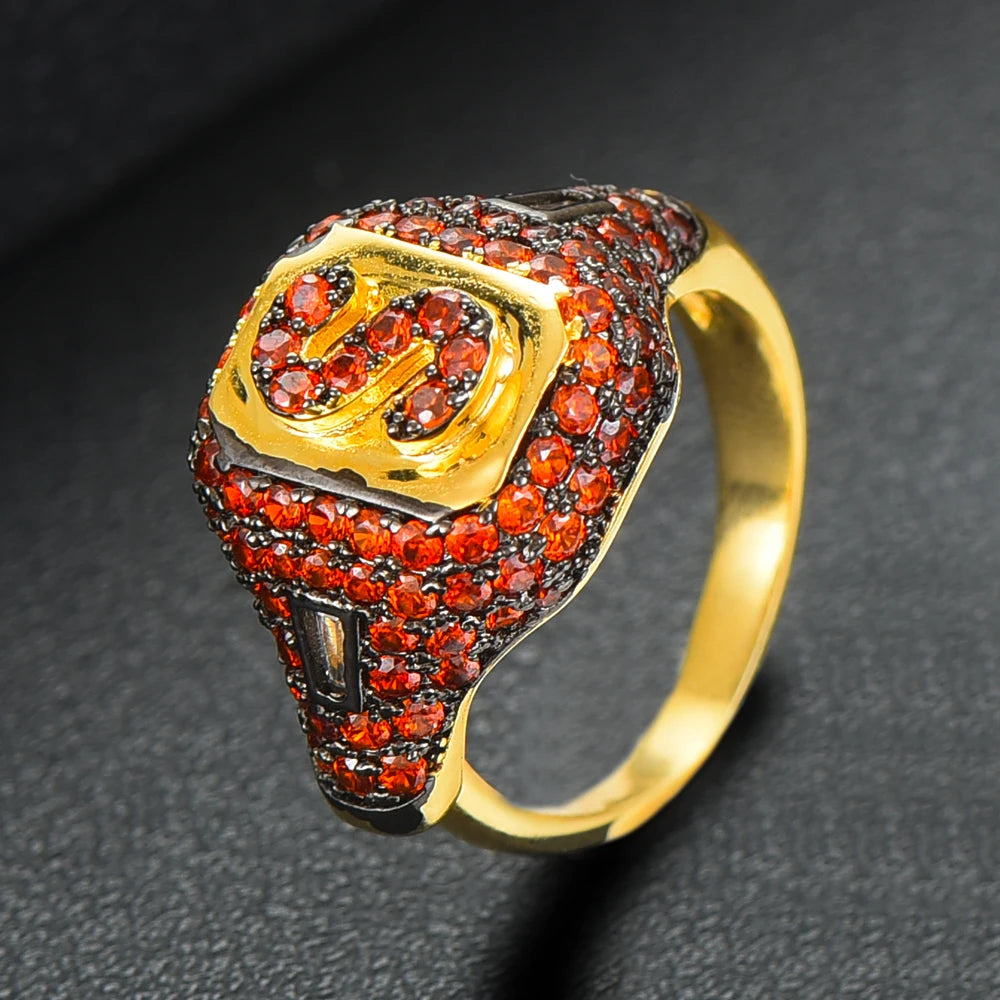 Luxury Initial Rings Geometry Cubic Zironium Engagement Dubai Naija Bridal Finger Rings Jewelry Addiction