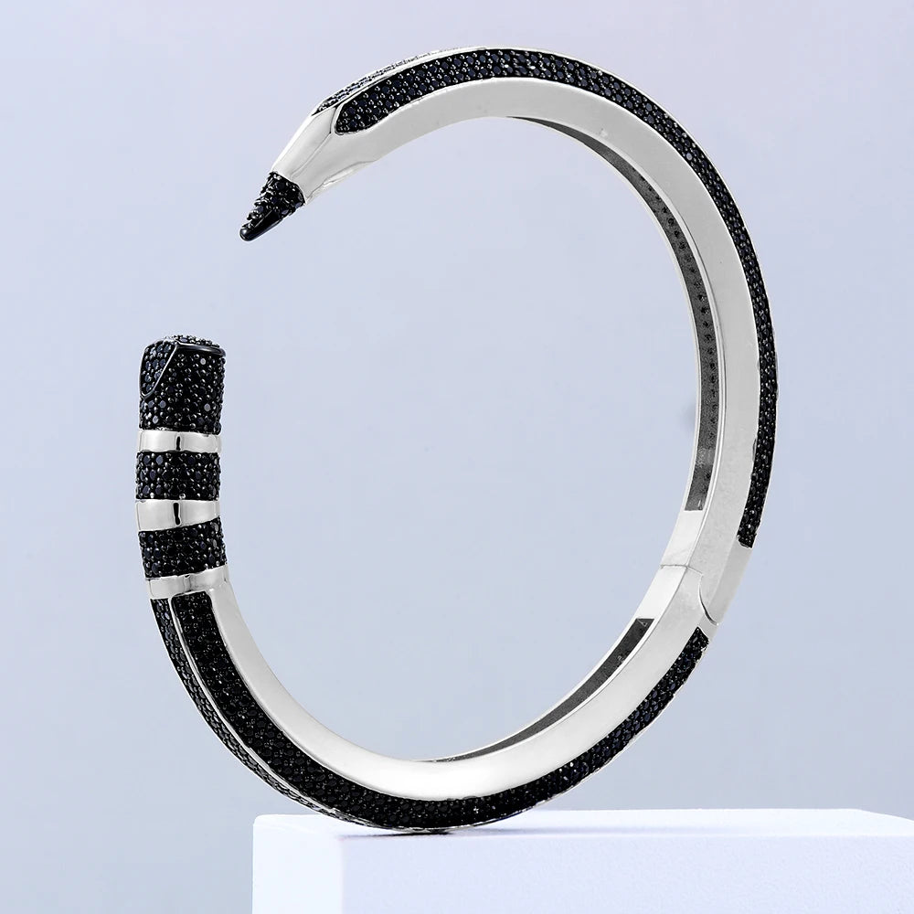 Trendy Pencil Designs Bangle Cuff For Women Wedding Full Cubic Zircon Crystal CZ Dubai Silver Color Party Bracelet 2022