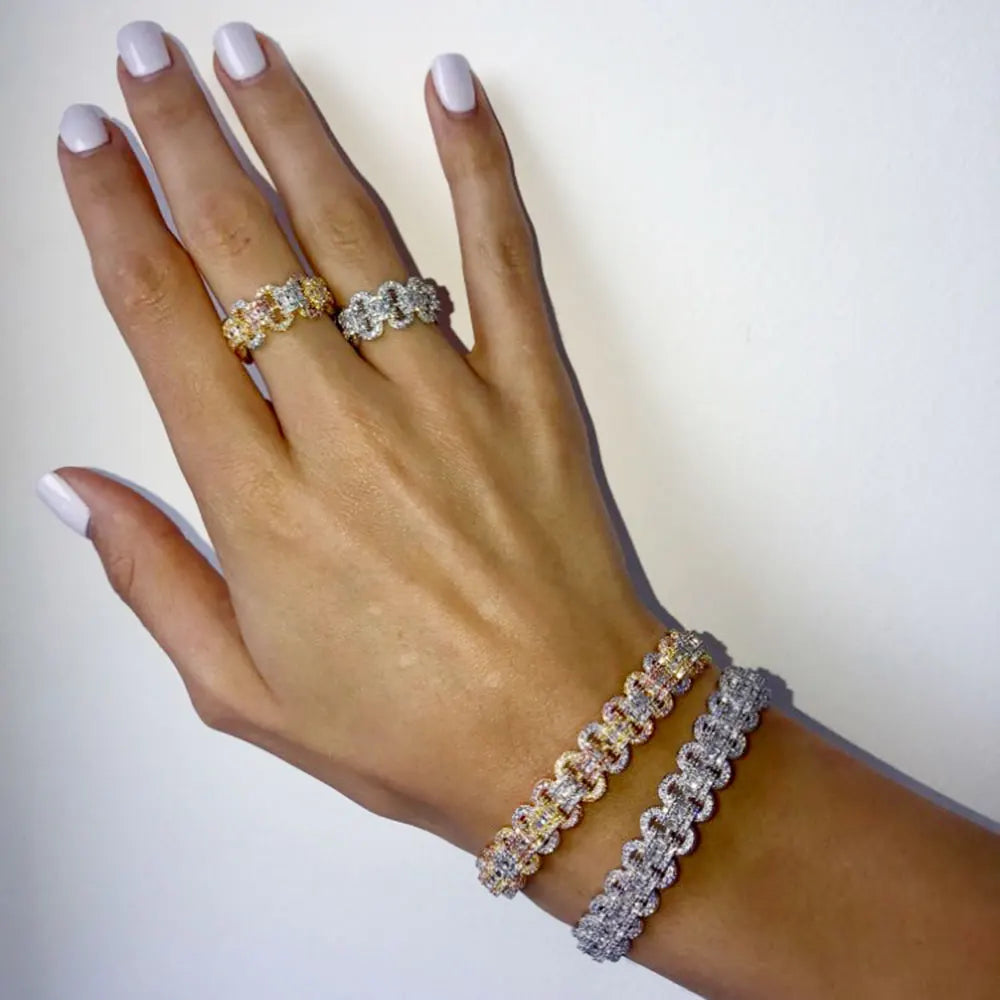 Trendy Luxury Stackable Bangle For Women Wedding Full AAA Cubic Zircon Crystal CZ Dubai Bridal Bracelet Party Jewelry 2020