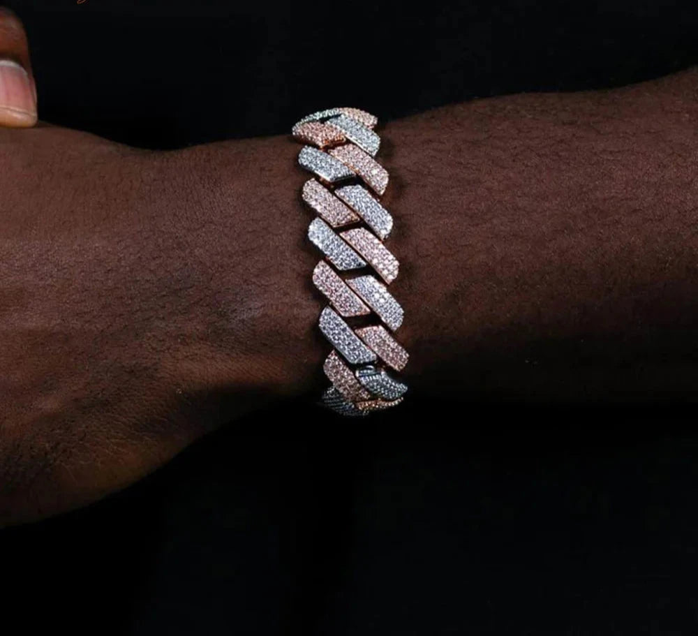 Wholesale New Iced Out Sparking Fashion CZ Prong Miami Cuban Bracelet Micro Paved 5A Cubic Zircon Bling Men Hip Hop Jewelry