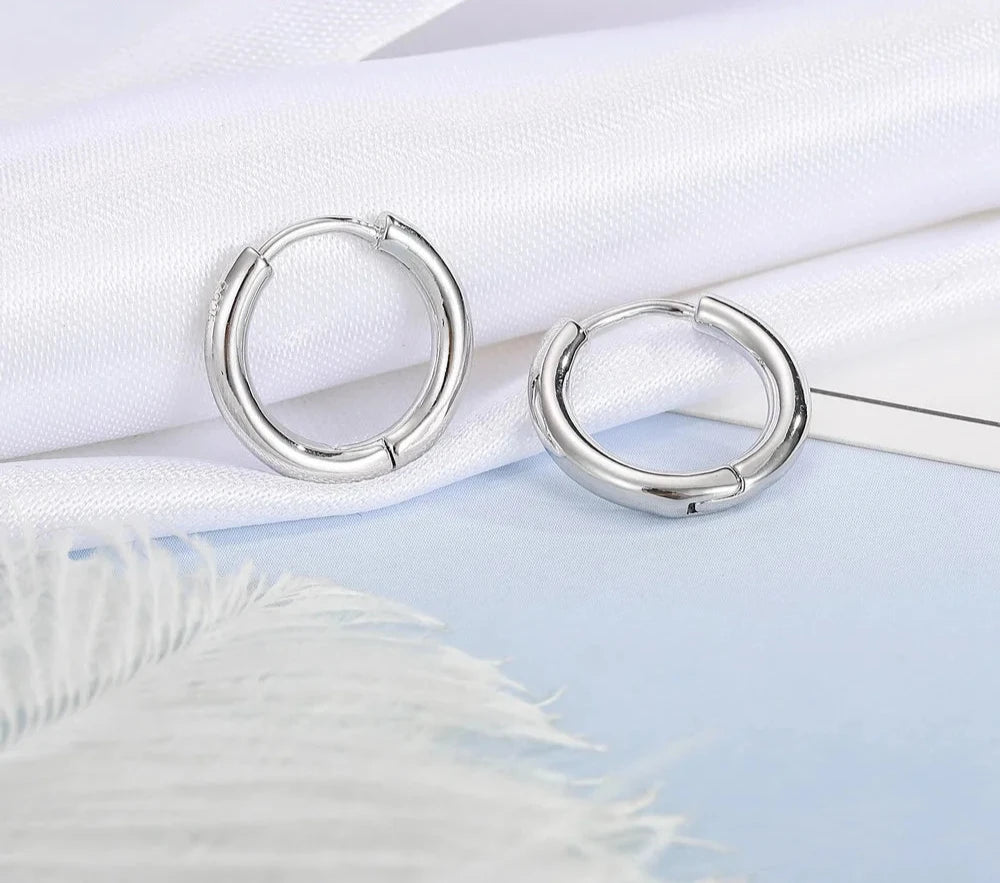 100% Real 925 Sterling Silver Earrings Statement Heart Star Square Round Geometric Hoop Flexible Earwire Leverback Women Jewelry
