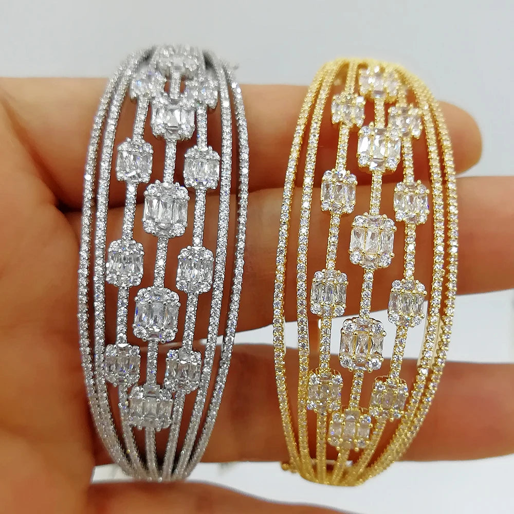 NEW LUXURY Crossover 7 ROWS Bracelet Bangle For Women Wedding Party Zircon Crystal Engagement DUBAI Bridal Jewelry Gifts