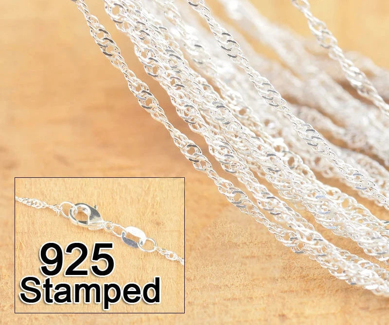 Shining Original 925 Sterling Silver Singapore Twisted Link Chain Necklace for Women Female 20PCS/Lot 18 Inches Hot Sale Collar