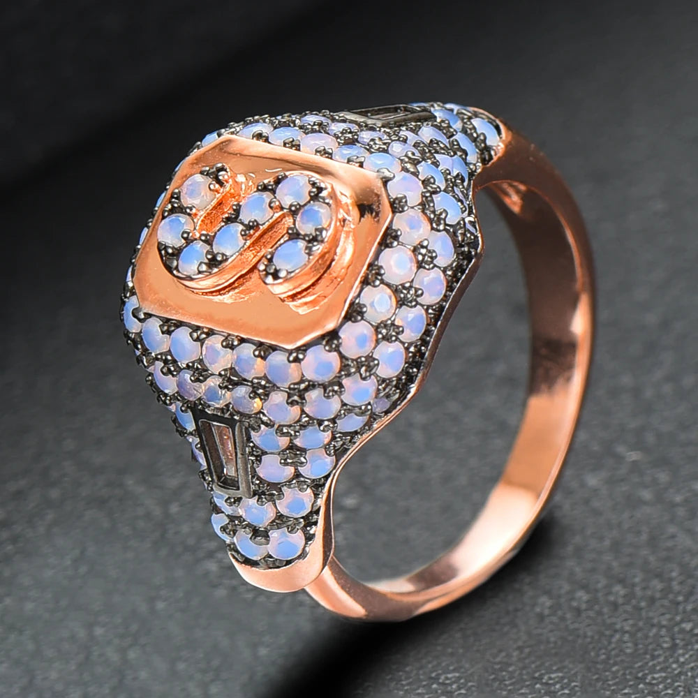 Luxury Initial Rings Geometry Cubic Zironium Engagement Dubai Naija Bridal Finger Rings Jewelry Addiction