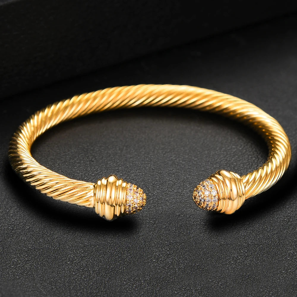 Trendy Luxury Stackable Bangle Cuff For Women Wedding Full Cubic Zircon Crystal CZ Dubai Bracelet Party Jewelry 2023