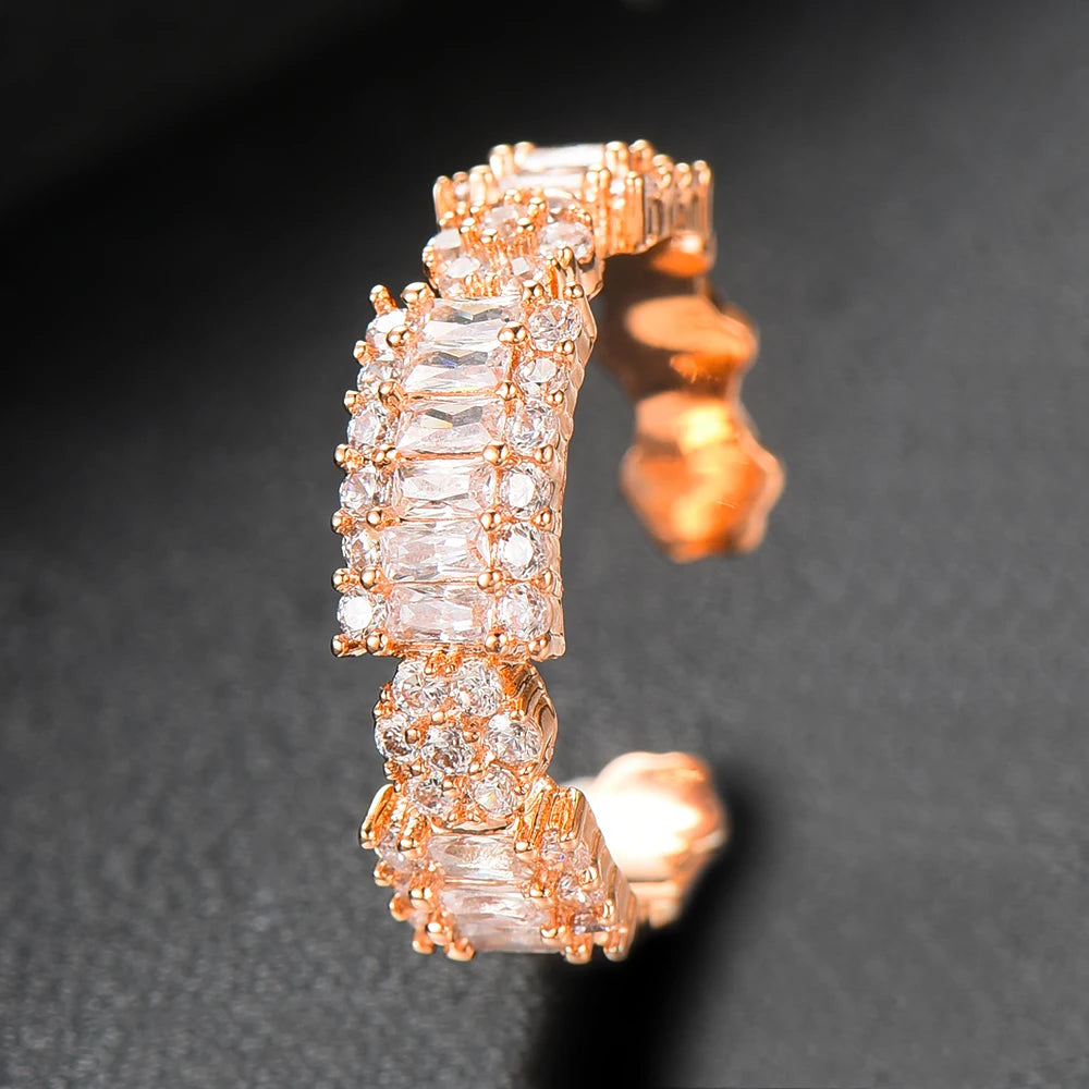 Luxury Stackable Cuff Bangles For Women Wedding Full AAA Cubic Zircon Crystal CZ Dubai Bridal Bracelets Party Jewelry 2022