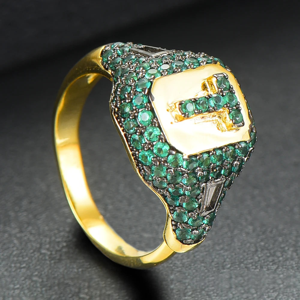 Luxury Initial Rings Geometry Cubic Zironium Engagement Dubai Naija Bridal Finger Rings Jewelry Addiction