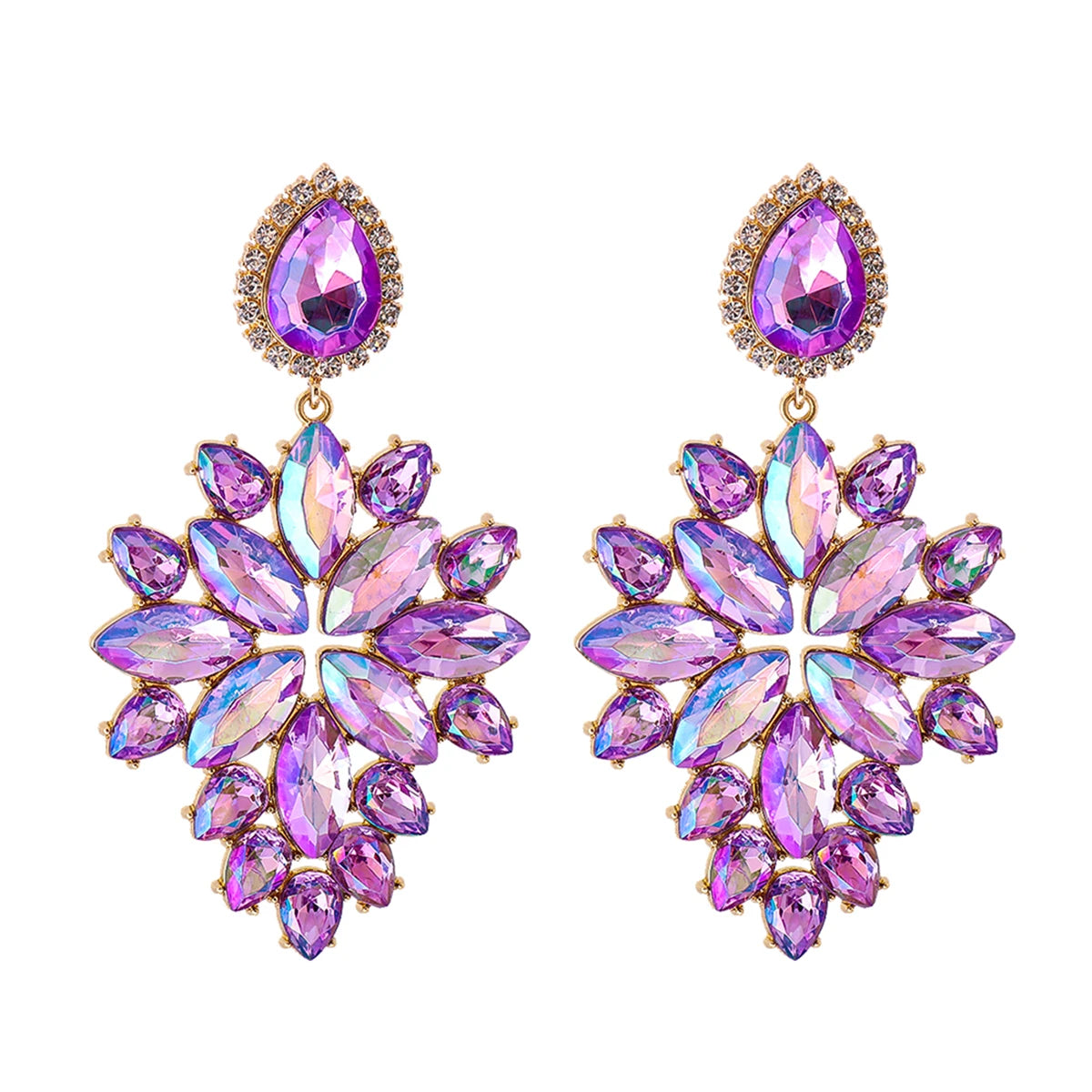 2024 Trend New Elegant Purple Series 38 Kinds Style Acrylic Rhinestone Tassel Earrings for Women Statement Jewelry Wholesale