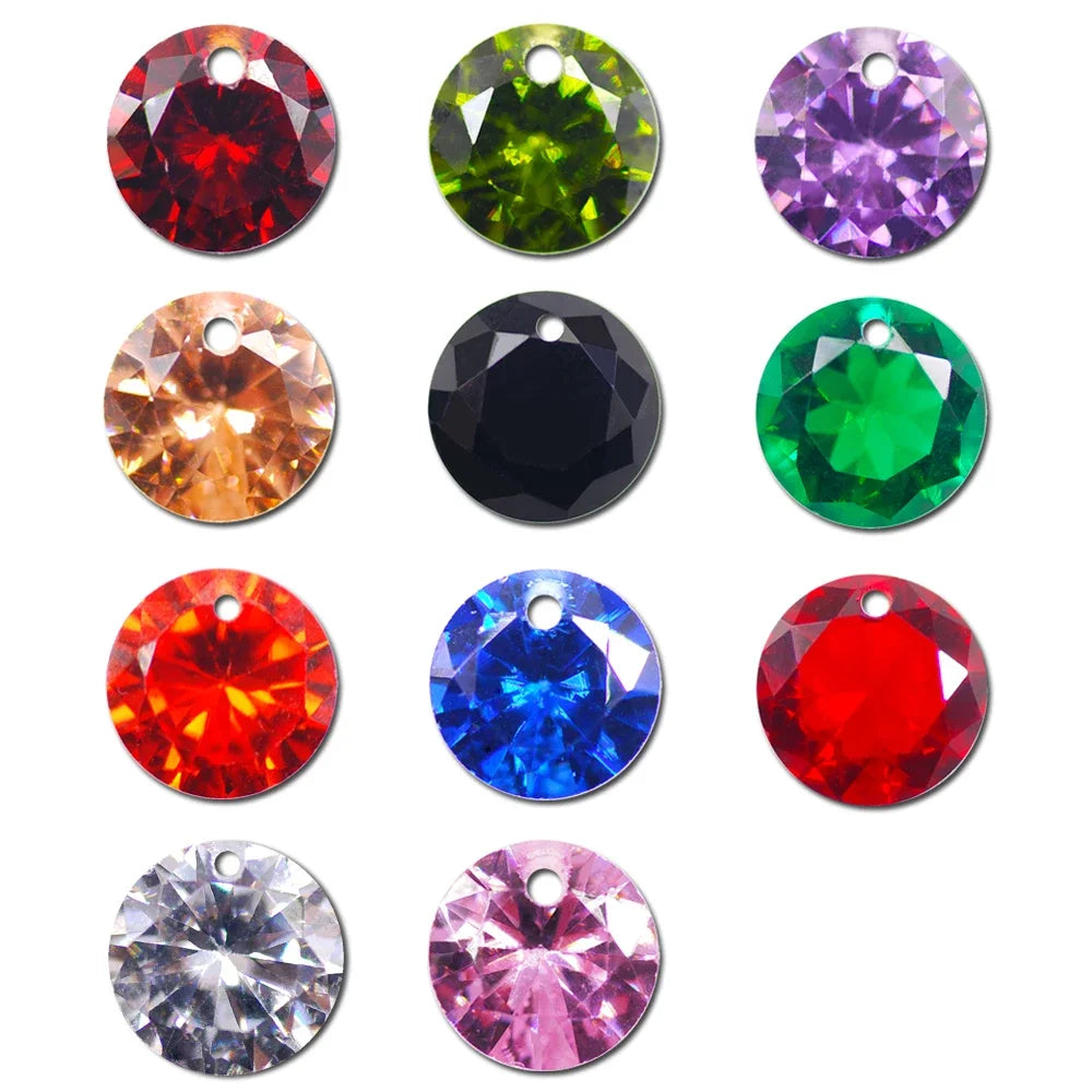 50pcs/bag 4mm/6mm/8mm Colorful Round Cut Cubic Zirconia Straight Hole Beads Sewing On Earring Necklace