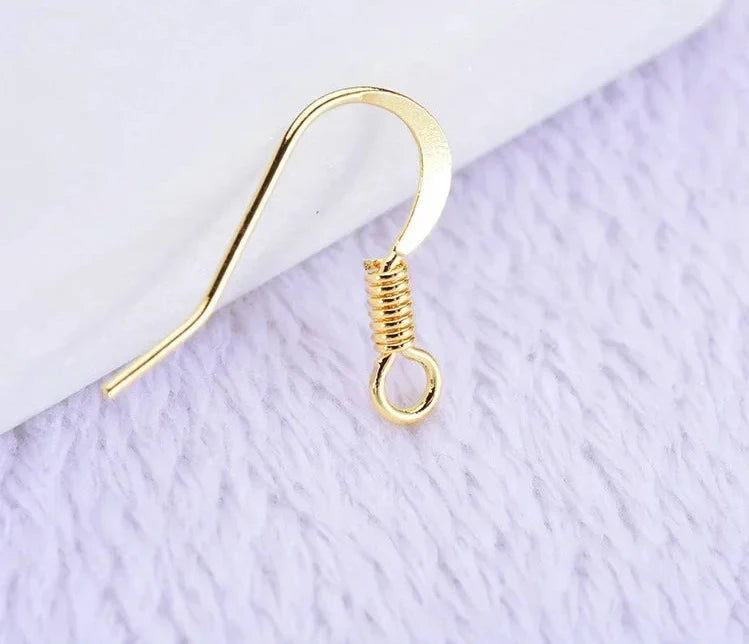 (2239)20PCS Height 16MM 24K Gold Color Plated Brass Earring Hook Diy Jewelry Findings Accessories wholesale