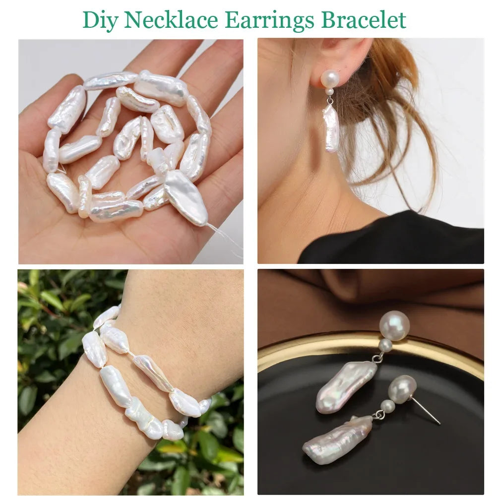 Natural Freshwater Baroque Pearls Pipa Beads Irregular Shape Loose Spacer Beads for Jewelry Making Diy Bracelet Necklace Earring