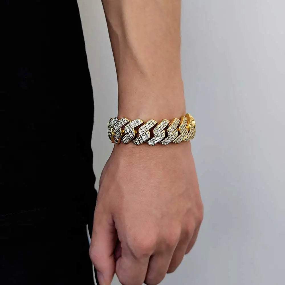 Hip Hop Cuban Link Chain Necklace Silver/18k Gold Plated 10/12/14/15/20mm Iced Out Diamond CZ Gift for Him/Her