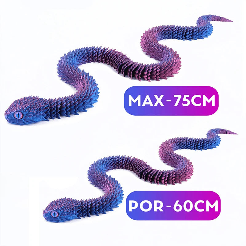 3D Printed Snake Model Viper Snake Figurine Movable Joint Simulation Toys Creative Desktop Car Ornaments Colorful Crafts