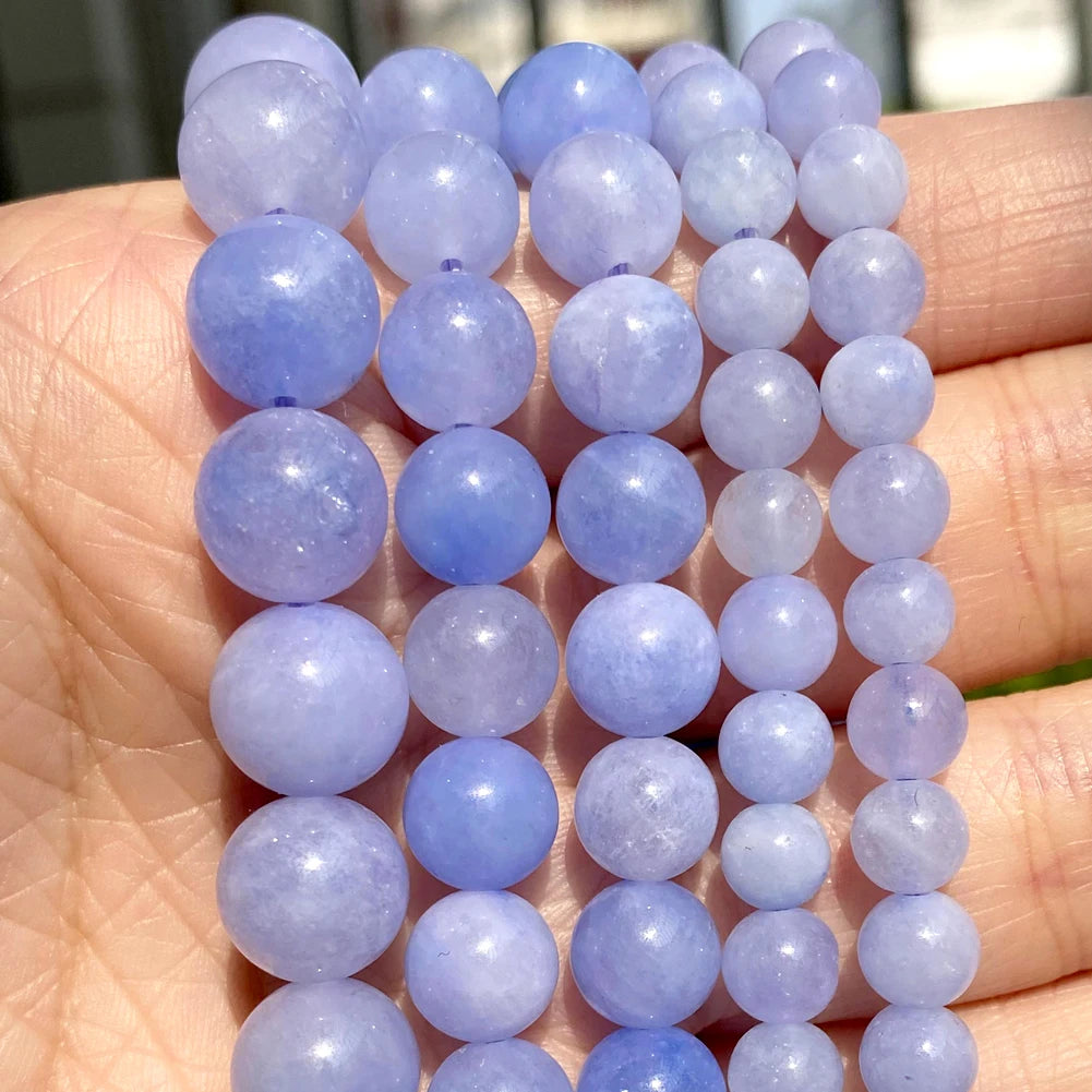 45 Style Natural Stone Beads Blue Chalcedony Crystal Glass Gemstone Jades Agate Beads Jewelry Making DIY Handmade Bracelet 15‘’