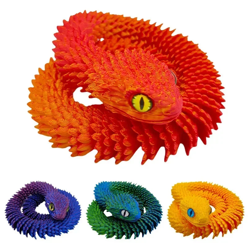 3D Printed Snake Home Desk Ornament Rotatable Office Realistic Snake Statue Table Decoration Landscape Figurines Accessorie