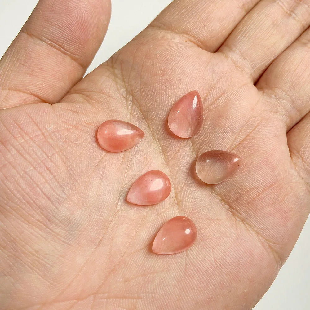 10x14mm Water Drop Shape Natural Stone Cabochons Beads Agate Crystal Opal Chalcedony Cabochons for Needlework DIY Jewelry Making