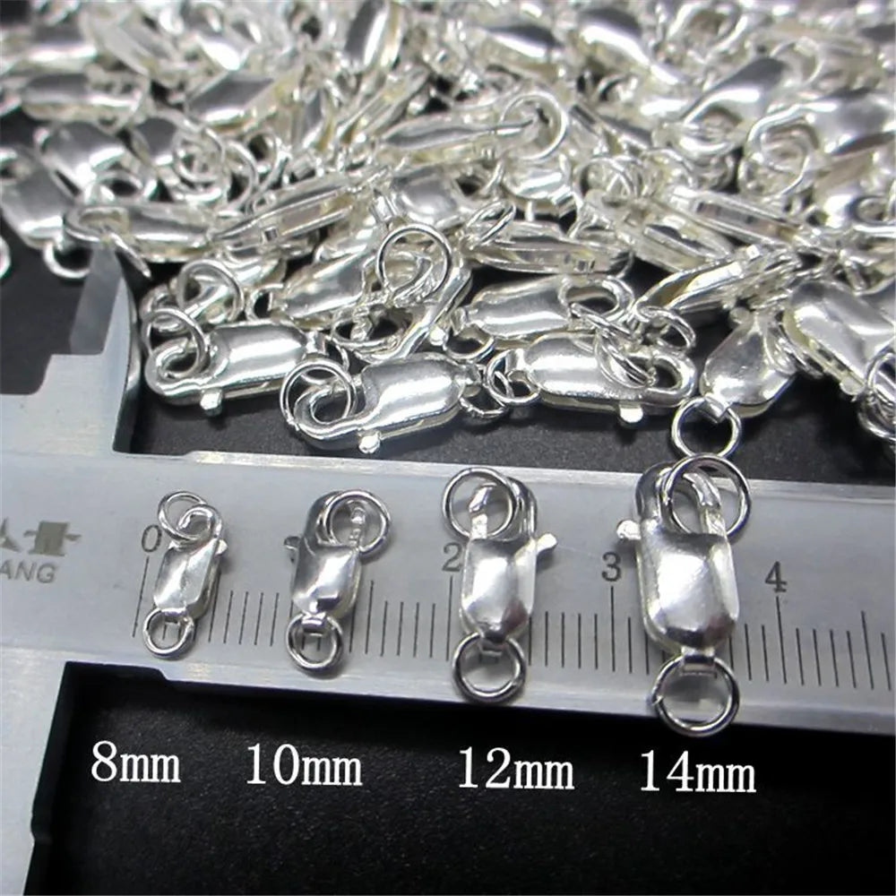 Simple Square Shape 925 Sterling Silver Lobser Clasps For Jewelry DIY Making Connectors Handmade Accessories