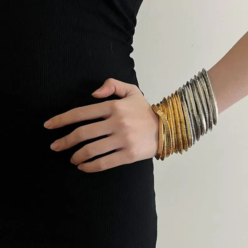 Modern Jewelry Popular Design Multi Layers Metal Stretch Bracelets For Women Party Gifts Fine Accessories 2024 Trend New