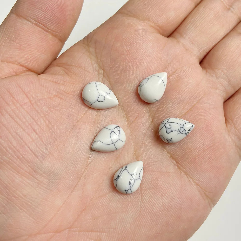 10x14mm Water Drop Shape Natural Stone Cabochons Beads Agate Crystal Opal Chalcedony Cabochons for Needlework DIY Jewelry Making