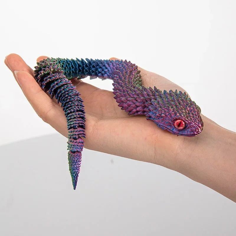 3D Printed Snake Home Desk Ornament Rotatable Office Realistic Snake Statue Table Decoration Landscape Figurines Accessorie