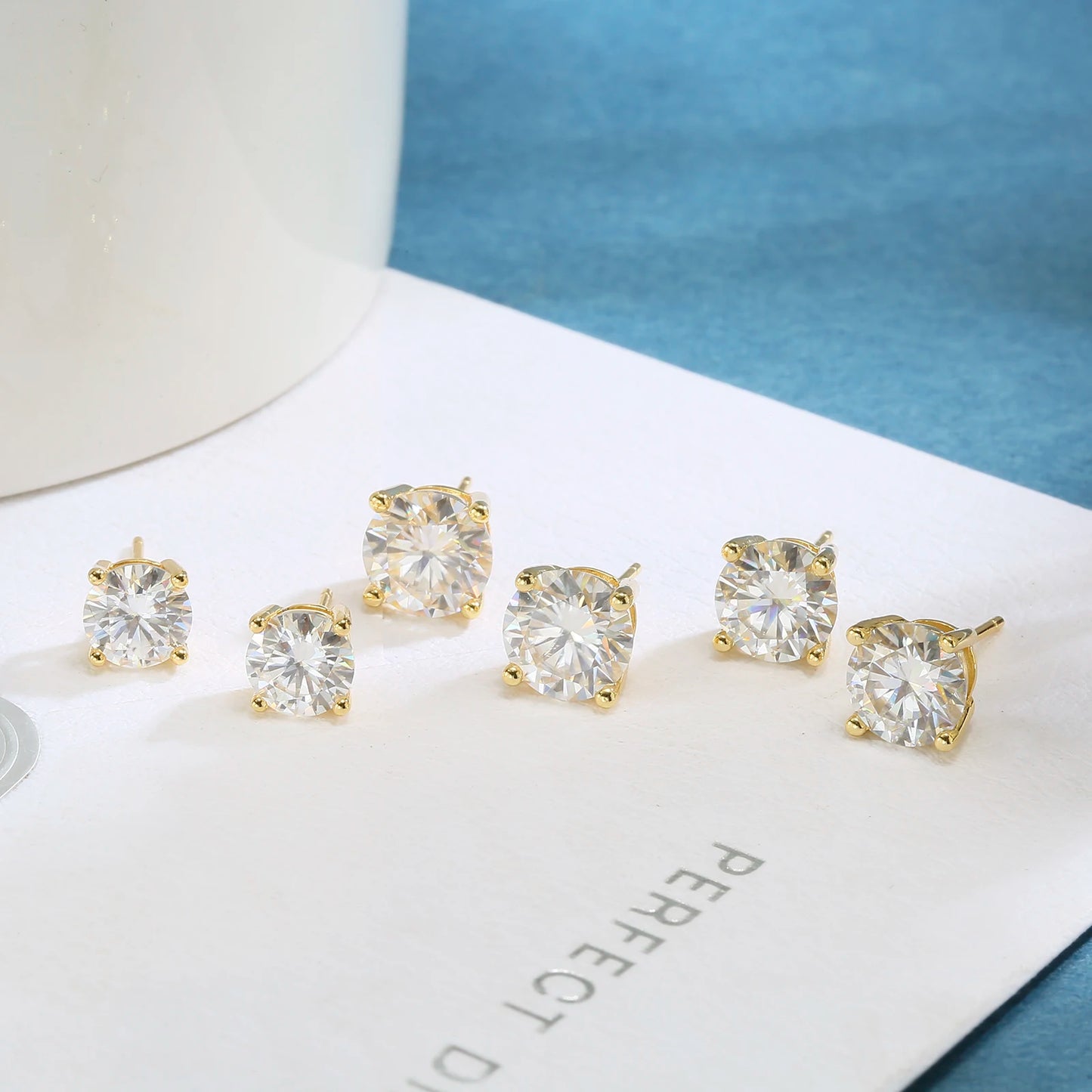 Moissanite Earrings for Women 925 Sterling Silver Plated 18K Gold Earrings Fashion Wedding Lab Created Diamond Gift for Jewelry