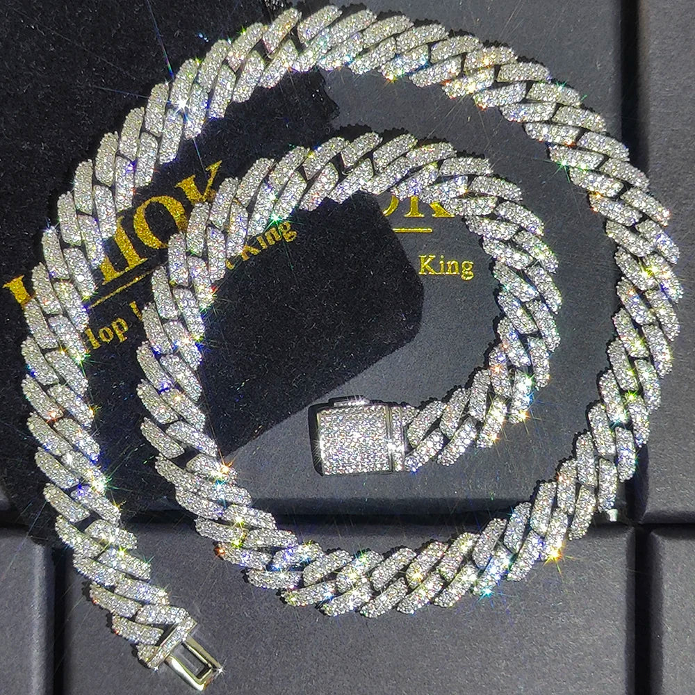 Hip Hop Cuban Link Chain Necklace Silver/18k Gold Plated 10/12/14/15/20mm Iced Out Diamond CZ Gift for Him/Her