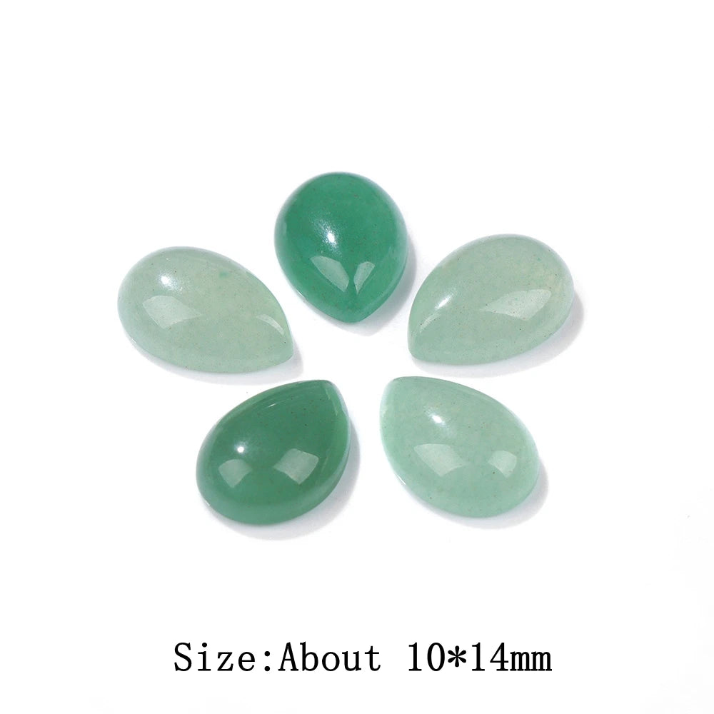10x14mm Water Drop Shape Natural Stone Cabochons Beads Agate Crystal Opal Chalcedony Cabochons for Needlework DIY Jewelry Making