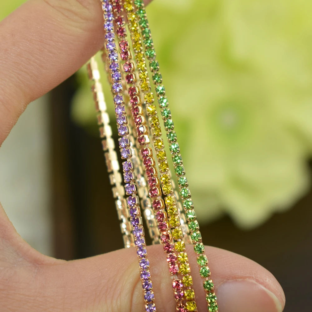 50pcs/Set Fashion Gold Multiple Colour Crystal Rhinestone Elastic Bracelet Bangle Bling Wristband Women Wedding Bridal Jewelry