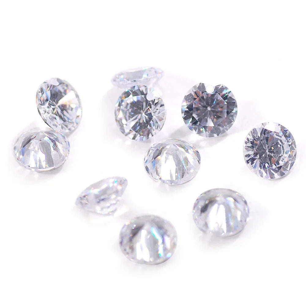 50pcs/bag 4mm/6mm/8mm Colorful Round Cut Cubic Zirconia Straight Hole Beads Sewing On Earring Necklace
