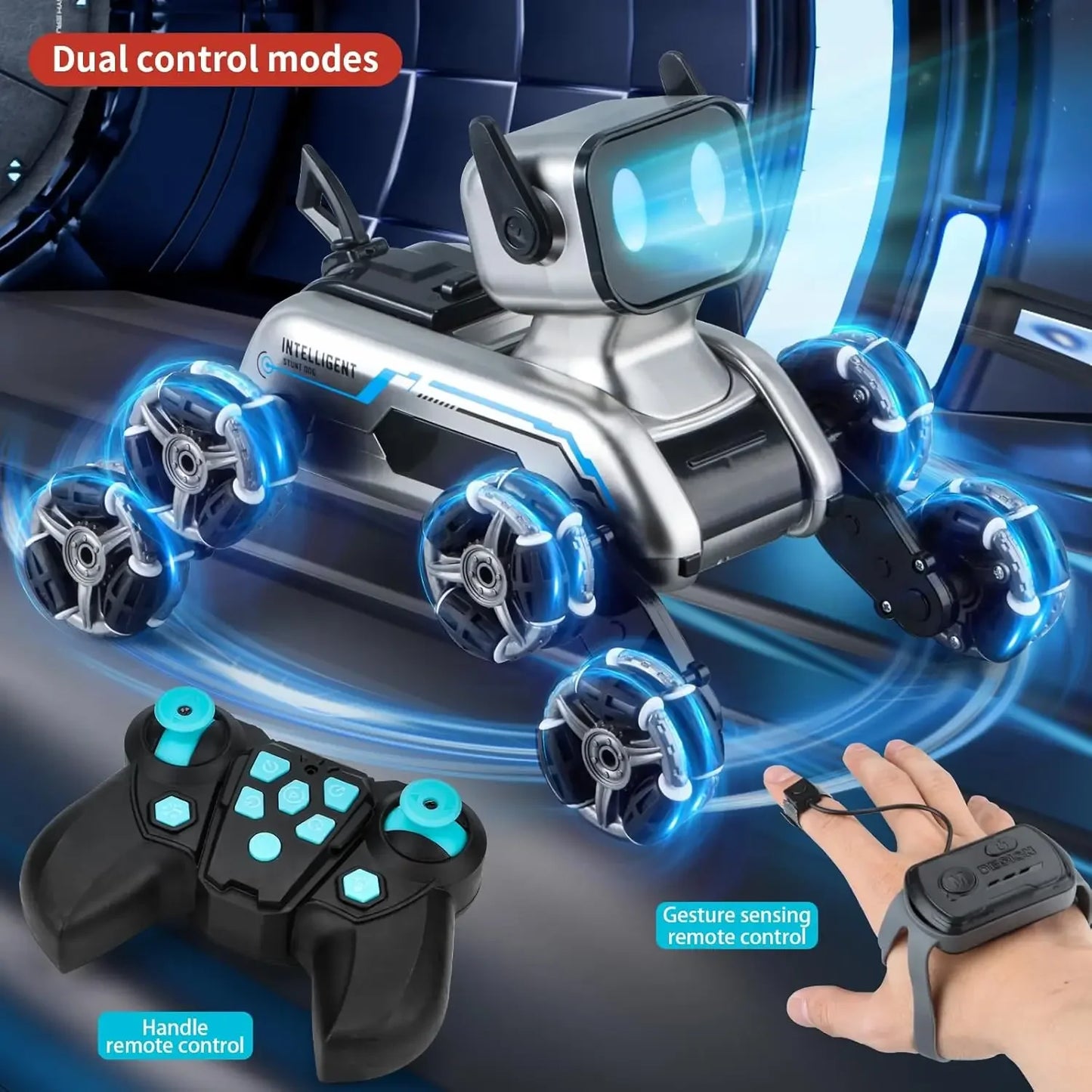 Eight-wheeled Stunts Mechanical Dog Gesture Induction Can Walk and Sing Intelligent Machine Dog Electric Pet Dog Toy