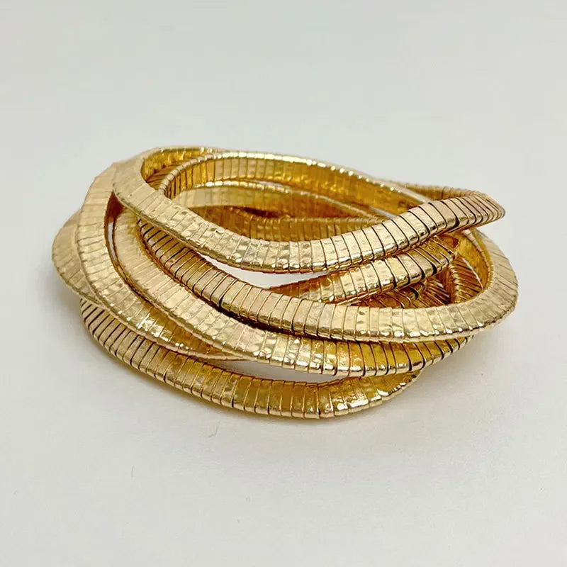 Modern Jewelry Popular Design Multi Layers Metal Stretch Bracelets For Women Party Gifts Fine Accessories 2024 Trend New