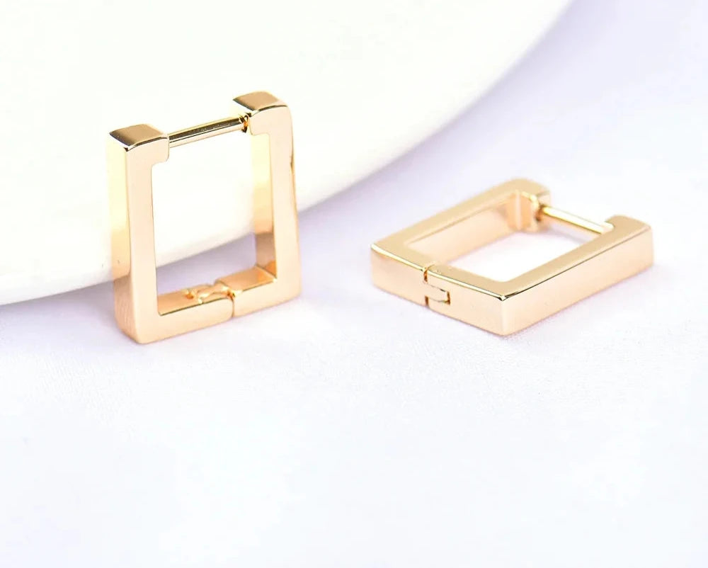 (2464)12x16.5MM 24K Gold Color Brass with Zircon Rectangle Earring Hoop Earring Clasp High Quality Jewelry Making Findings