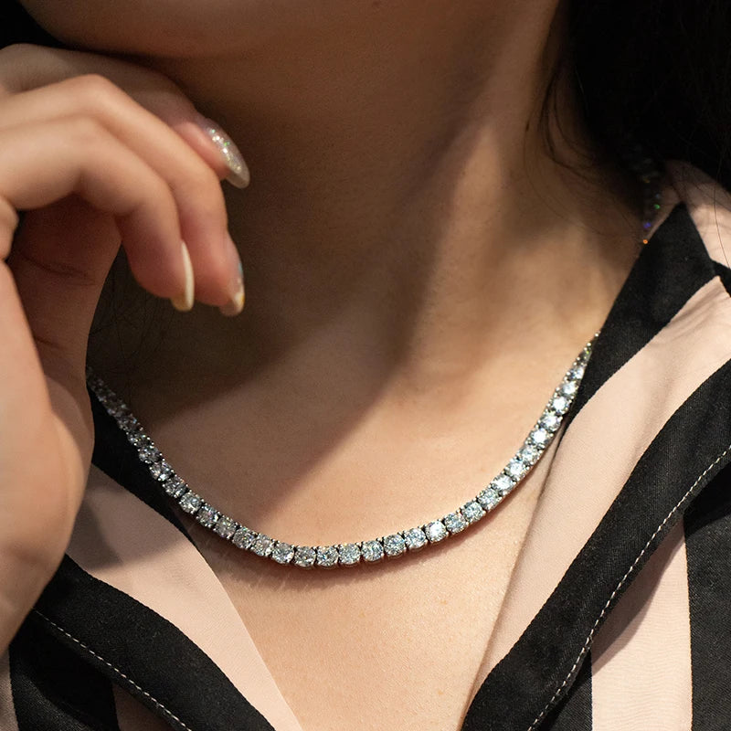 Hiphop Jewelry D VVS1 Width 2-6.5mm 925 Sterling Silver with GRA Fine Necklace for Women Moissanite Tennis chain Necklace