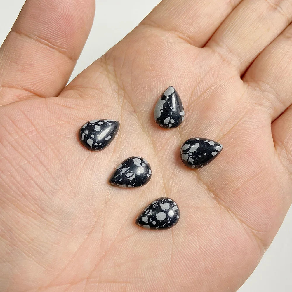 10x14mm Water Drop Shape Natural Stone Cabochons Beads Agate Crystal Opal Chalcedony Cabochons for Needlework DIY Jewelry Making