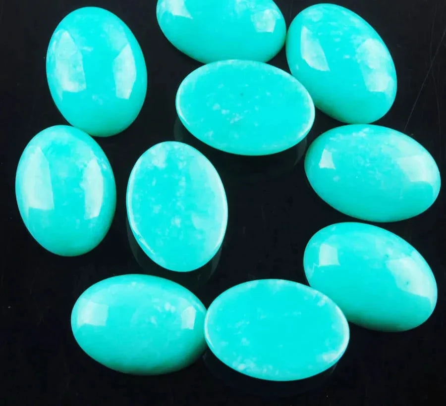 5Pcs/lot Natural Amazonite Gemstone Oval Cabochon CAB Focal Flatback Beads For Necklace Jewelry Making 15x20mm U8078