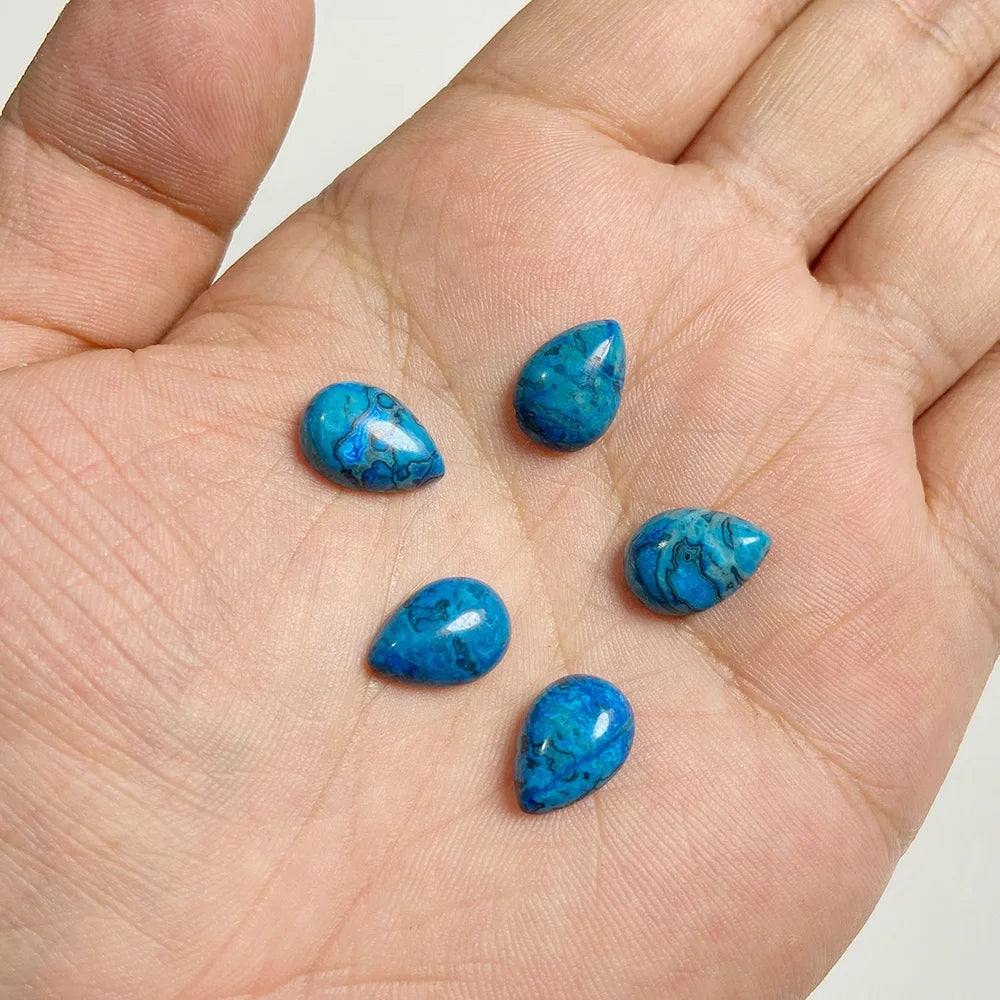 10x14mm Water Drop Shape Natural Stone Cabochons Beads Agate Crystal Opal Chalcedony Cabochons for Needlework DIY Jewelry Making